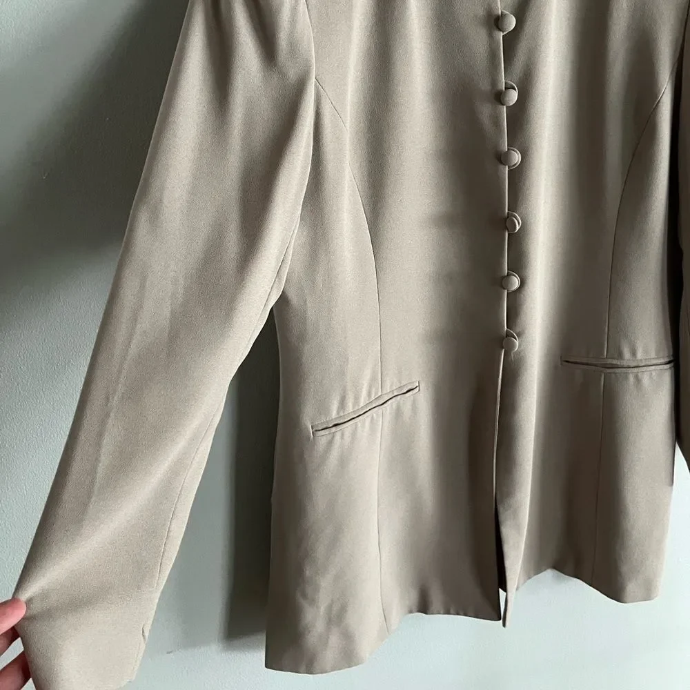 Vintage Rena Rowan Beige Minimal Blazer Clean Girl Quiet Luxury 90s